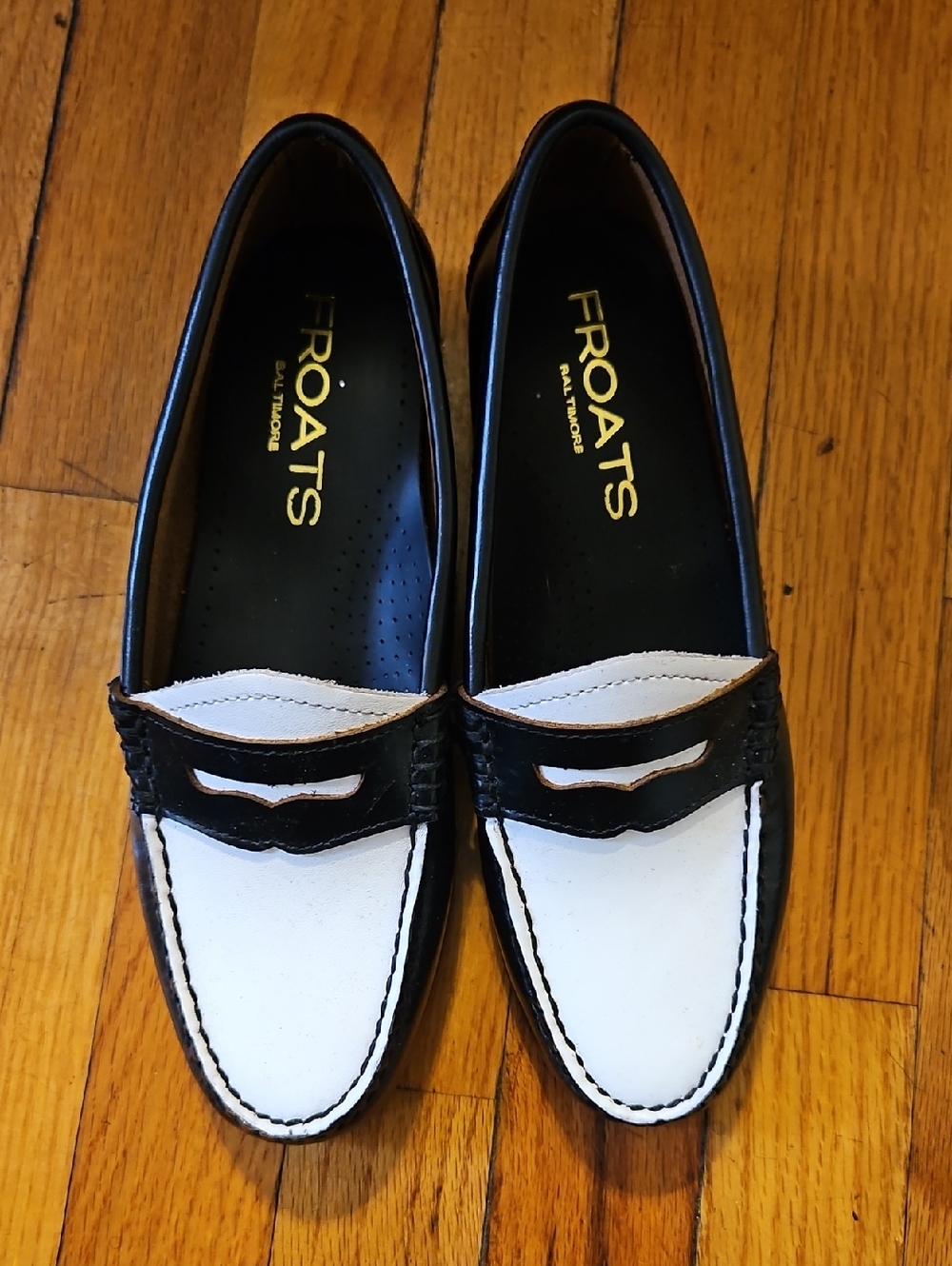 Woman's Black and White Penny Loafers